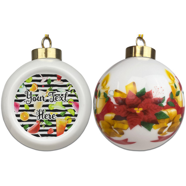 Cocktails Ceramic Christmas Ornament - Poinsettias (APPROVAL)