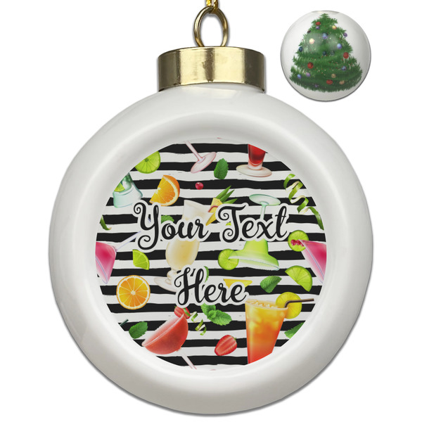 Custom Cocktails Ceramic Ball Ornament - Christmas Tree (Personalized)