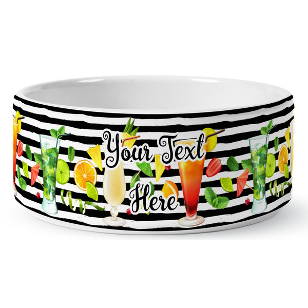 Cocktails Ceramic Dog Bowl - Medium - Front