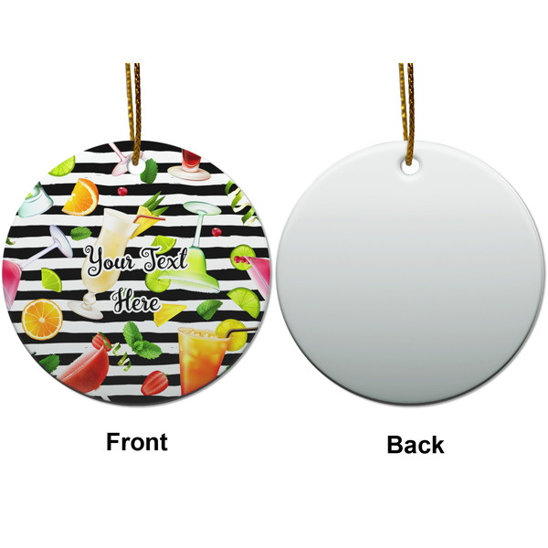 Cocktails Ceramic Flat Ornament - Circle Front & Back (APPROVAL)