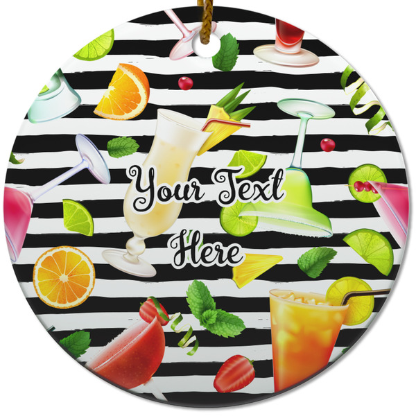 Cocktails Ceramic Flat Ornament - Circle (Front)