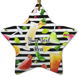 Cocktails Star Ceramic Ornament w/ Name or Text