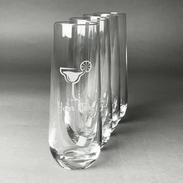 Custom Cocktails Champagne Flute - Stemless Engraved - Set of 4 (Personalized)