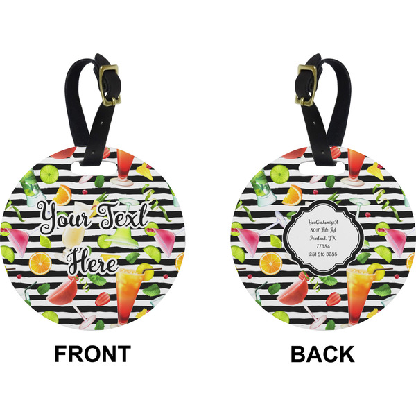 Cocktails Circle Luggage Tag (Front + Back)