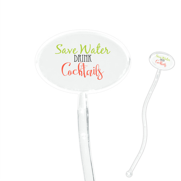 Custom Cocktails 7" Oval Plastic Stir Sticks - Clear