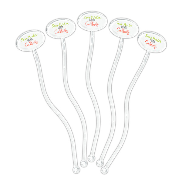 Cocktails Clear Plastic 7" Stir Stick - Oval - Fan