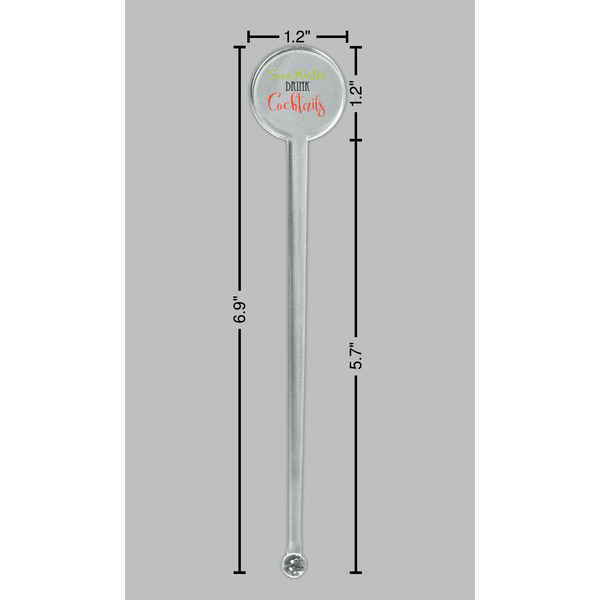 Cocktails Clear Plastic 7" Stir Stick - Round - Dimensions