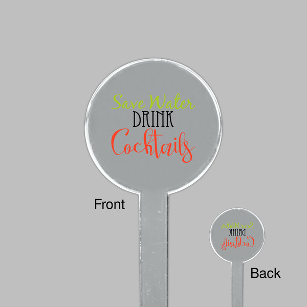 Cocktails Clear Plastic 7" Stir Stick - Round - Front & Back