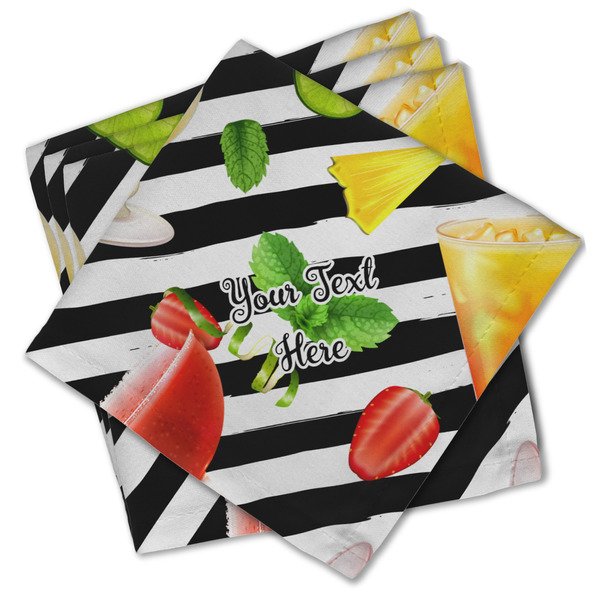 Custom Cocktails Cloth Cocktail Napkins - Set of 4 w/ Name or Text