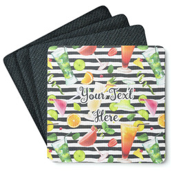 Cocktails Square Rubber Backed Coasters - Set of 4 (Personalized)