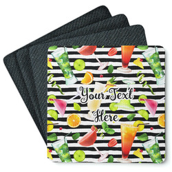 Cocktails Square Rubber Backed Coasters - Set of 4 (Personalized)