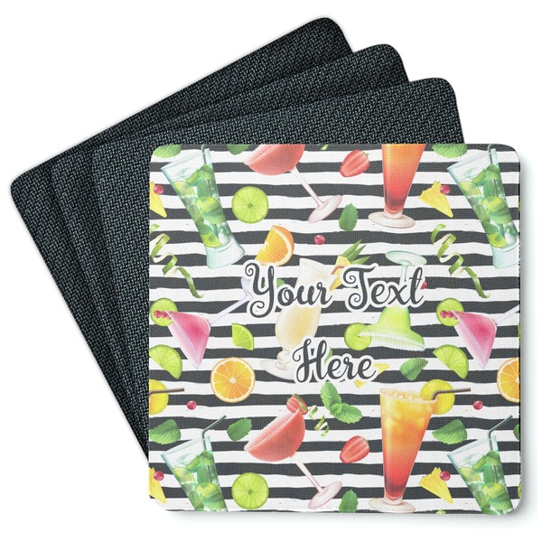 Custom Cocktails Square Rubber Backed Coasters - Set of 4 (Personalized)