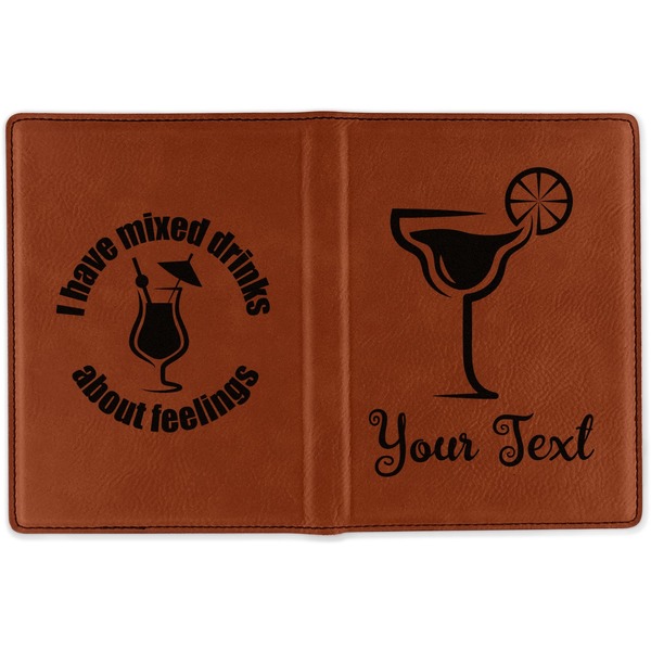 Cocktails Cognac Leather Passport Holder Outside Double Sided - Apvl