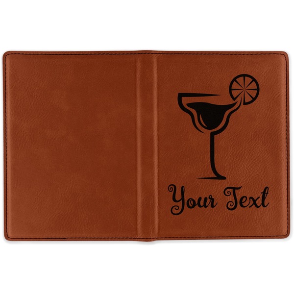 Cocktails Cognac Leather Passport Holder Outside Single Sided - Apvl