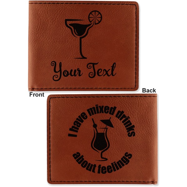Cocktails Cognac Leatherette Bifold Wallets - Front and Back