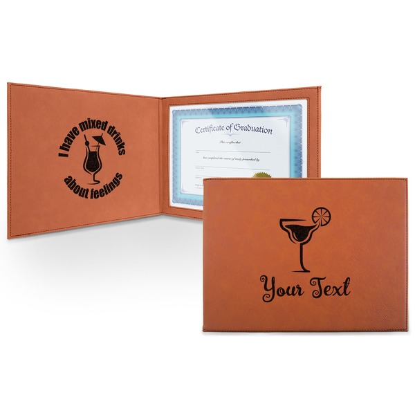 Custom Cocktails Leatherette Certificate Holder - Front and Inside (Personalized)