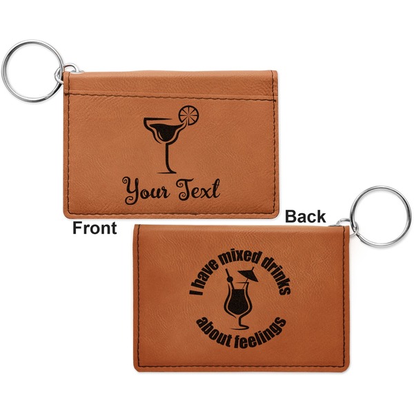 Cocktails Cognac Leatherette Keychain ID Holders - Front and Back Apvl
