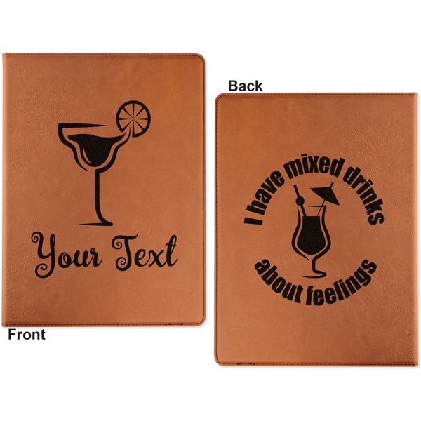 Cocktails Cognac Leatherette Portfolios with Notepad - Large - Double Sided - Apvl