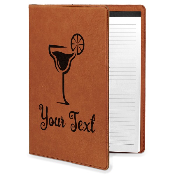 Custom Cocktails Leatherette Portfolio with Notepad - Large - Single Sided (Personalized)