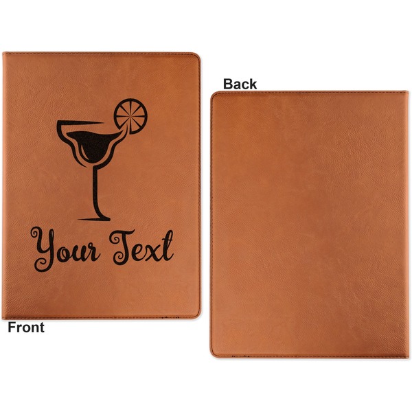 Cocktails Cognac Leatherette Portfolios with Notepad - Large - Single Sided - Apvl