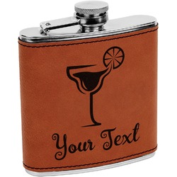 Cocktails Leatherette Wrapped Stainless Steel Flask (Personalized)