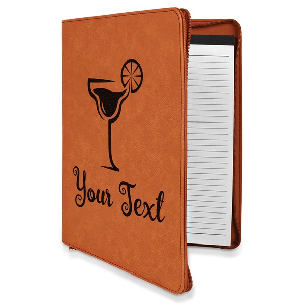 Custom Cocktails Leatherette Zipper Portfolio with Notepad - Single Sided (Personalized)