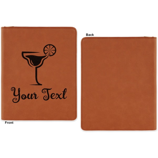 Cocktails Cognac Leatherette Zipper Portfolios with Notepad - Single Sided - Apvl