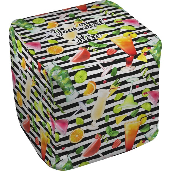 Custom Cocktails Cube Pouf Ottoman - 18" (Personalized)