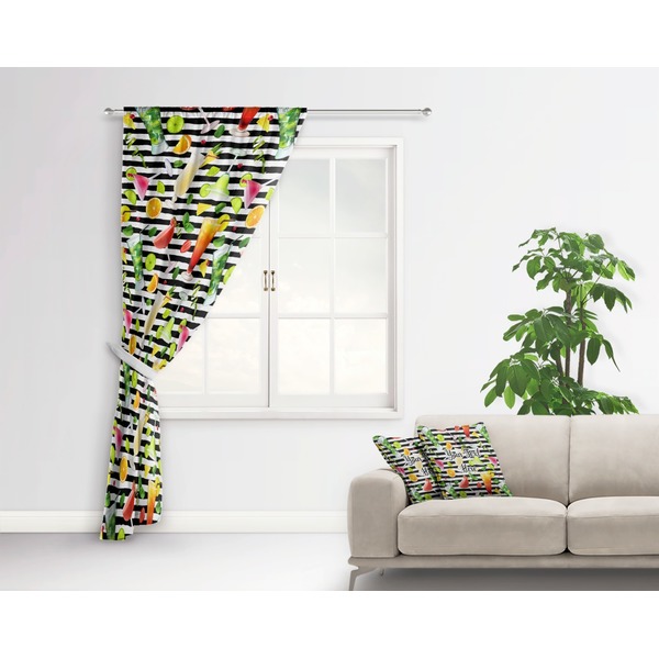 Cocktails Curtain With Window and Rod - in Room Matching Pillow