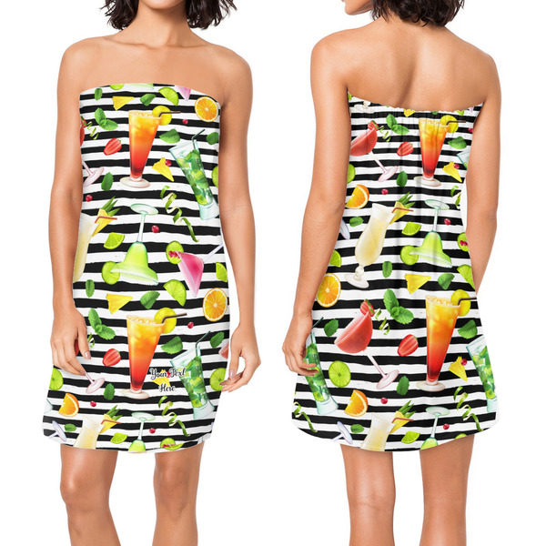 Cocktails Custom Bath Wrap - Front & Back View