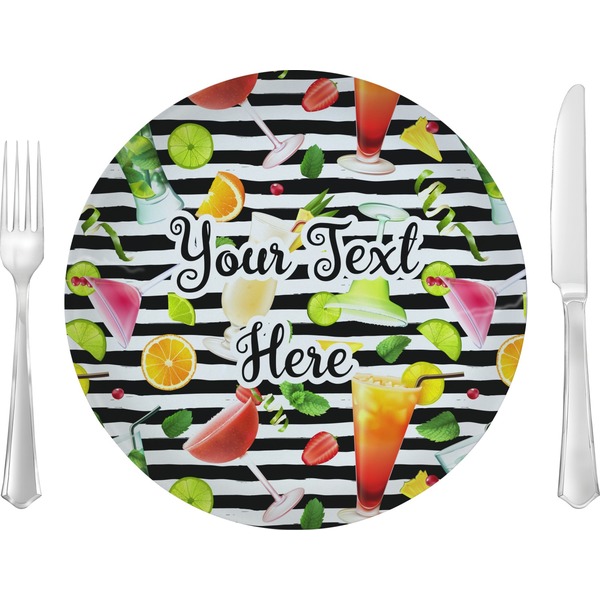 Custom Cocktails 10" Glass Lunch / Dinner Plates - Single or Set (Personalized)