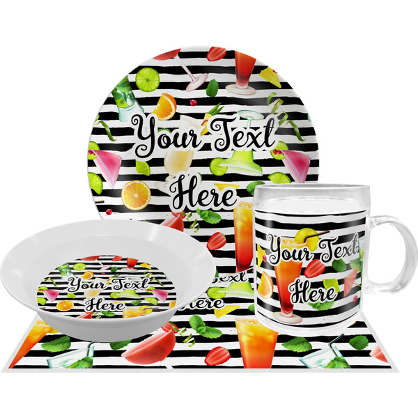 Custom Cocktails Dinner Set - Single 4 Pc Setting w/ Name or Text