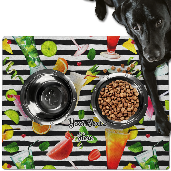 Custom Cocktails Dog Food Mat - Large w/ Name or Text