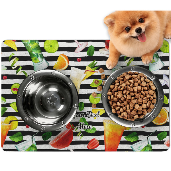 Custom Cocktails Dog Food Mat - Small w/ Name or Text