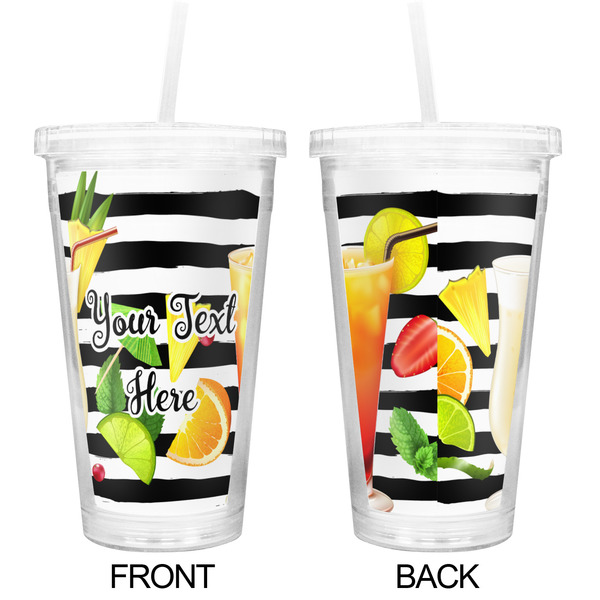 Cocktails Double Wall Tumbler with Straw - Approval
