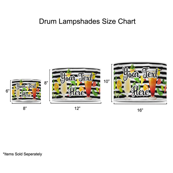 Cocktails Drum Lampshades - Sizing Chart