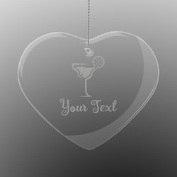 Cocktails Engraved Glass Ornament - Heart (Personalized)