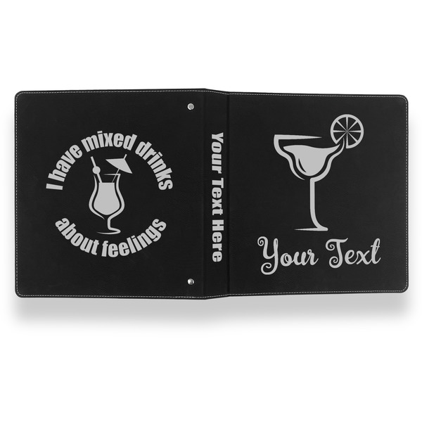 Cocktails Leather Binder - 1" - Black- Back Spine Front View