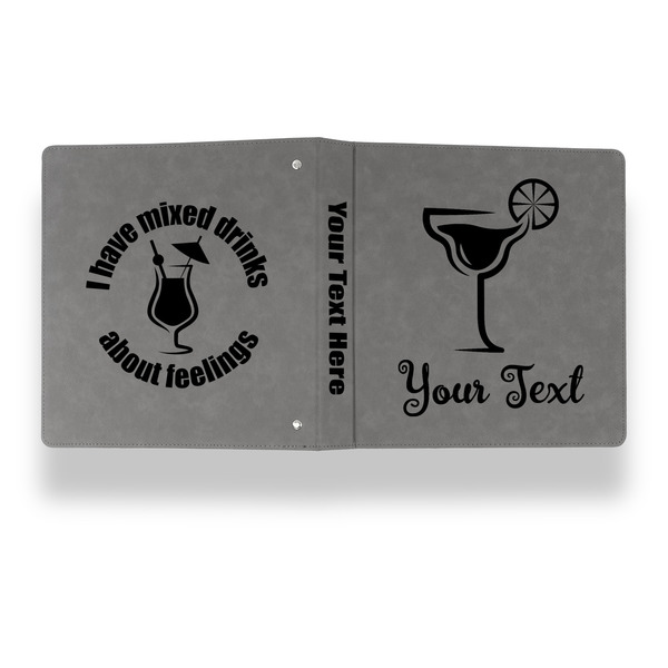 Cocktails Leather Binder - 1" - Grey - Back Spine Front View