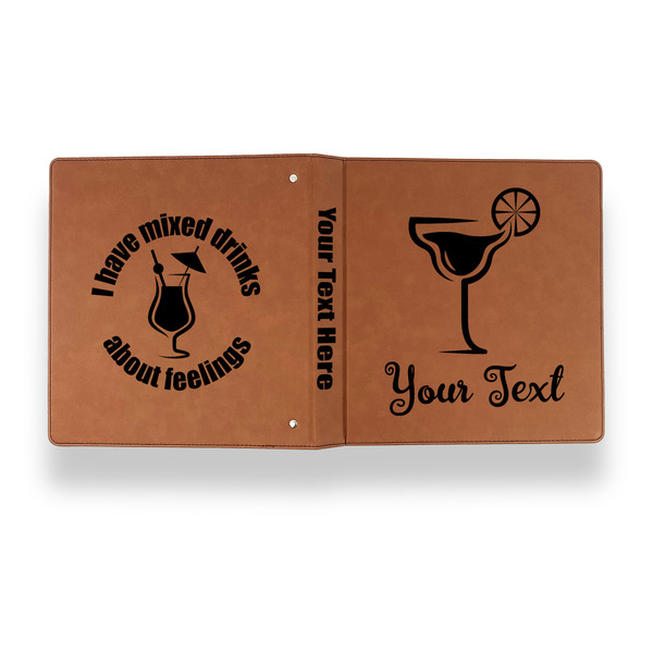 Cocktails Leather Binder - 1" - Rawhide - Back Spine Front View