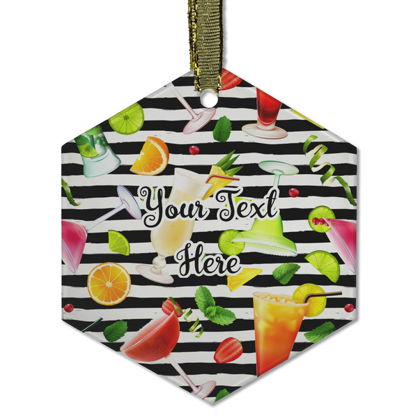 Custom Cocktails Flat Glass Ornament - Hexagon w/ Name or Text