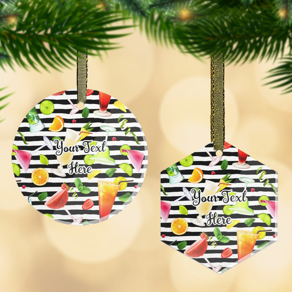 Custom Cocktails Flat Glass Ornament w/ Name or Text