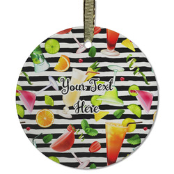 Cocktails Flat Glass Ornament - Round w/ Name or Text