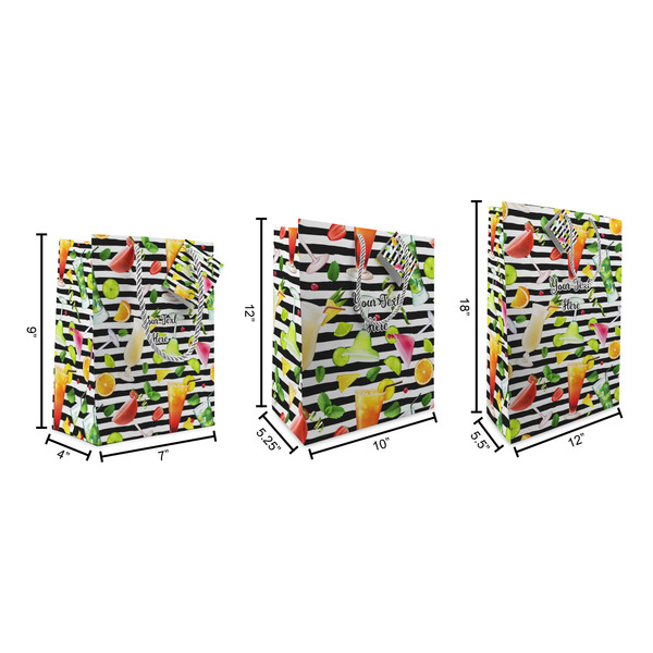 Cocktails Gift Bags - All Sizes - Dimensions