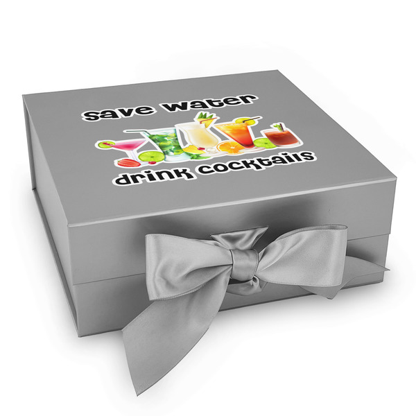 Custom Cocktails Gift Box with Magnetic Lid - Silver