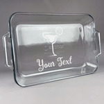 Cocktails Glass Baking Dish with Truefit Lid - 13in x 9in (Personalized)