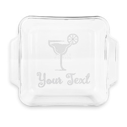 Cocktails Glass Cake Dish with Truefit Lid - 8in x 8in (Personalized)