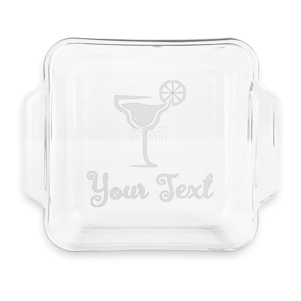Custom Cocktails Glass Cake Dish with Truefit Lid - 8in x 8in (Personalized)