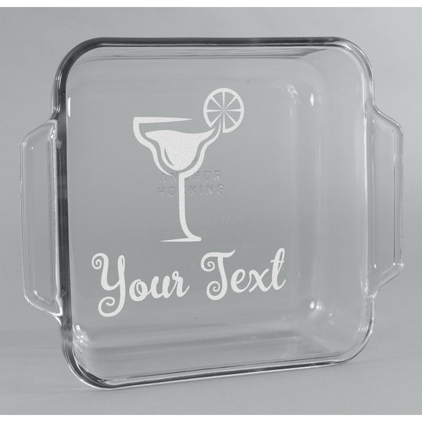 Custom Cocktails Glass Cake Dish - 8in x 8in (Personalized)