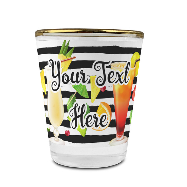 Custom Cocktails Glass Shot Glass - 1.5 oz - with Gold Rim - Single (Personalized)
